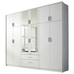 Drehtürenschrank in Klar, Weiß