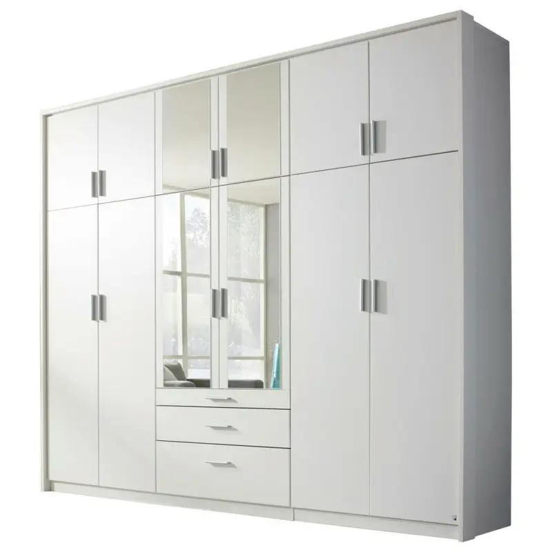 Drehtürenschrank in Klar, Weiß