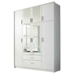 Drehtürenschrank in Klar, Weiß