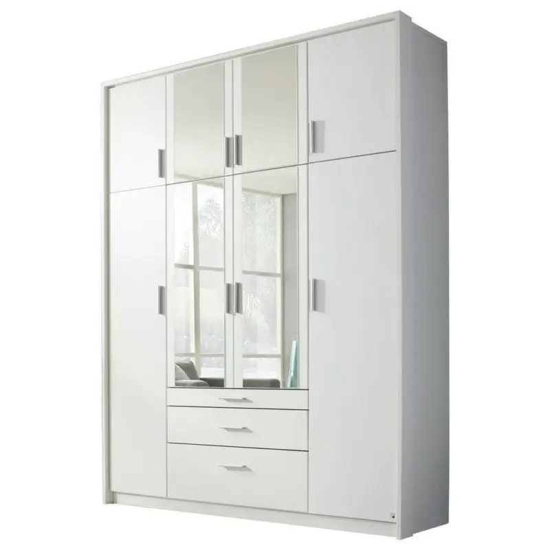 Drehtürenschrank in Klar, Weiß