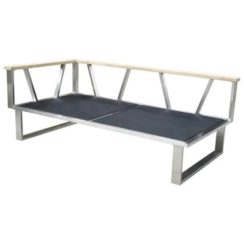 2-Sitzer-Bank 156/59/82,5 cm in Grau, Edelstahlfarben, Teakfarben