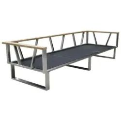 3-Sitzer-Bank 239/59/82,5 cm in Grau, Edelstahlfarben, Teakfarben
