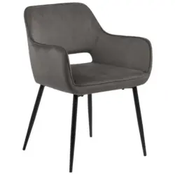 Armlehnstuhl in Stahl Samt