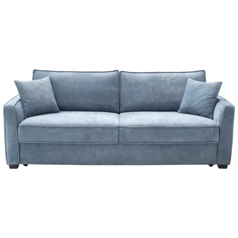 Boxspringsofa in Webstoff Blau, Grau