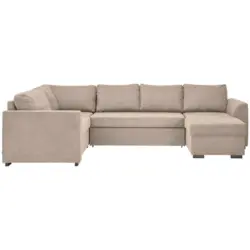 Wohnlandschaft in Webstoff Beige