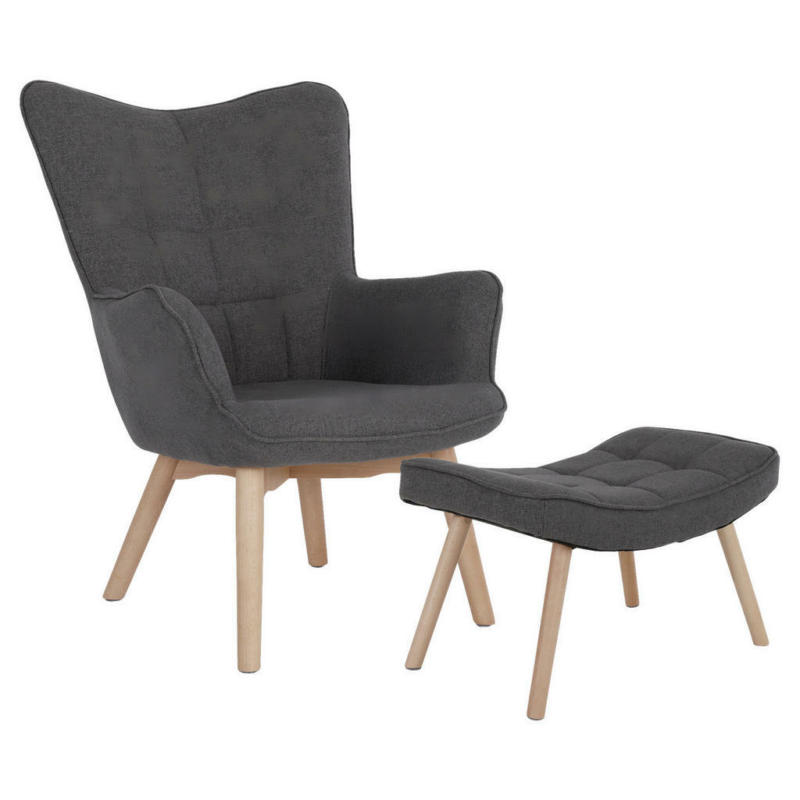 Sessel in Webstoff Braun, Grau