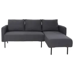 Ecksofa in Webstoff Anthrazit, Schwarz