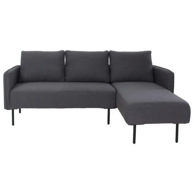 Ecksofa in Webstoff Anthrazit, Schwarz