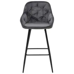 Barhocker in Metall, Textil Grau