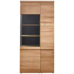 Vitrine in teilmassiv Wildeiche Anthrazit, Eichefarben