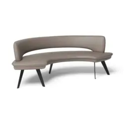 Sitzbank in Metall, Leder Schwarz, Beige