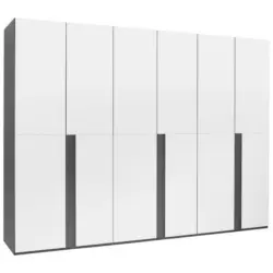 Drehtürenschrank in Graphitfarben, Weiß