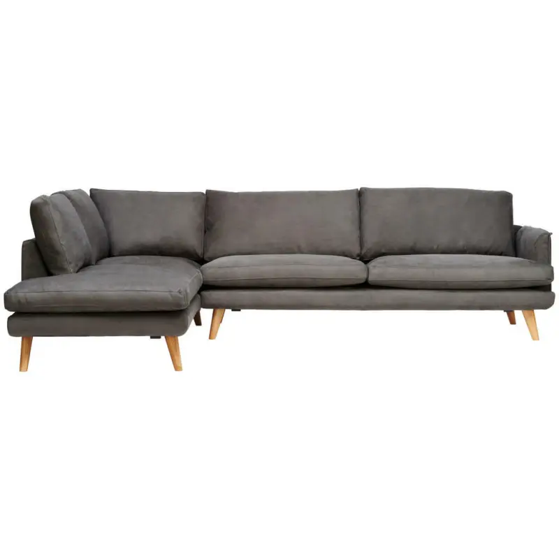 Ecksofa in Lederlook Grau