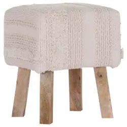 Hocker in Textil Creme, Beige