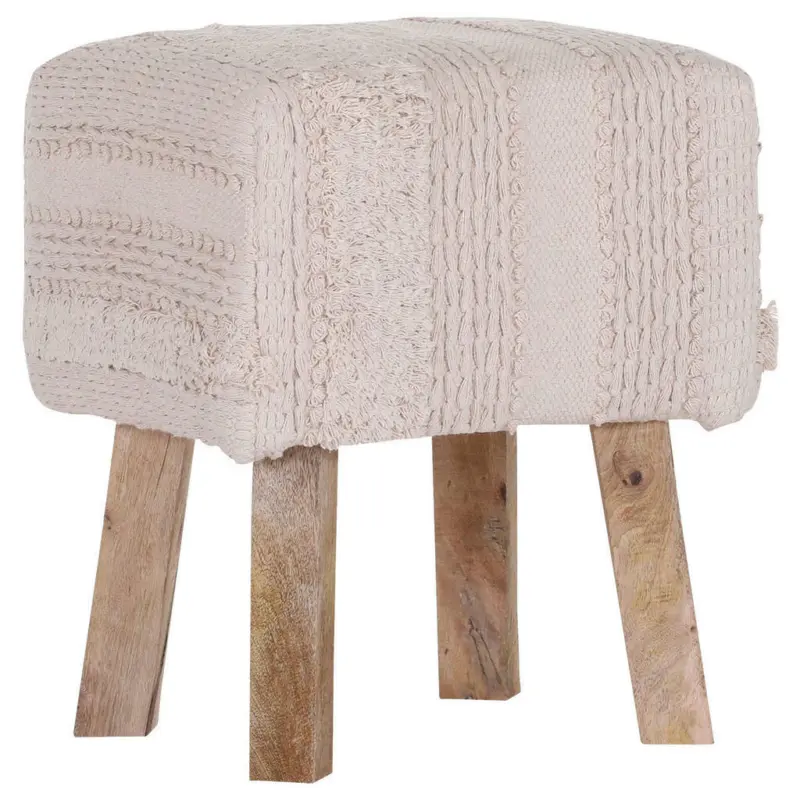 Hocker in Textil Creme, Beige