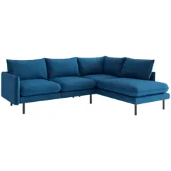 Ecksofa in Flachgewebe Blau