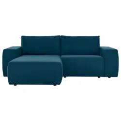 Ecksofa in Webstoff Dunkelblau