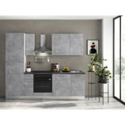 Küchenblock 255 cm in Grau, Weiß