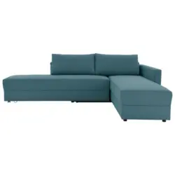 Ecksofa in Webstoff Petrol