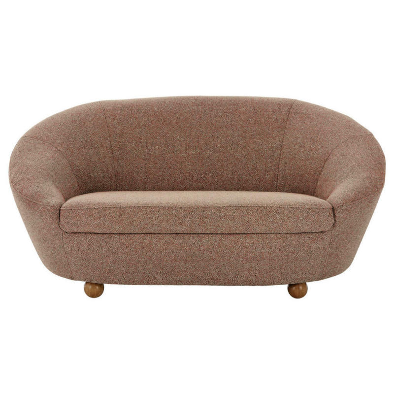 Zweisitzer-Sofa in Webstoff Grau, Rot