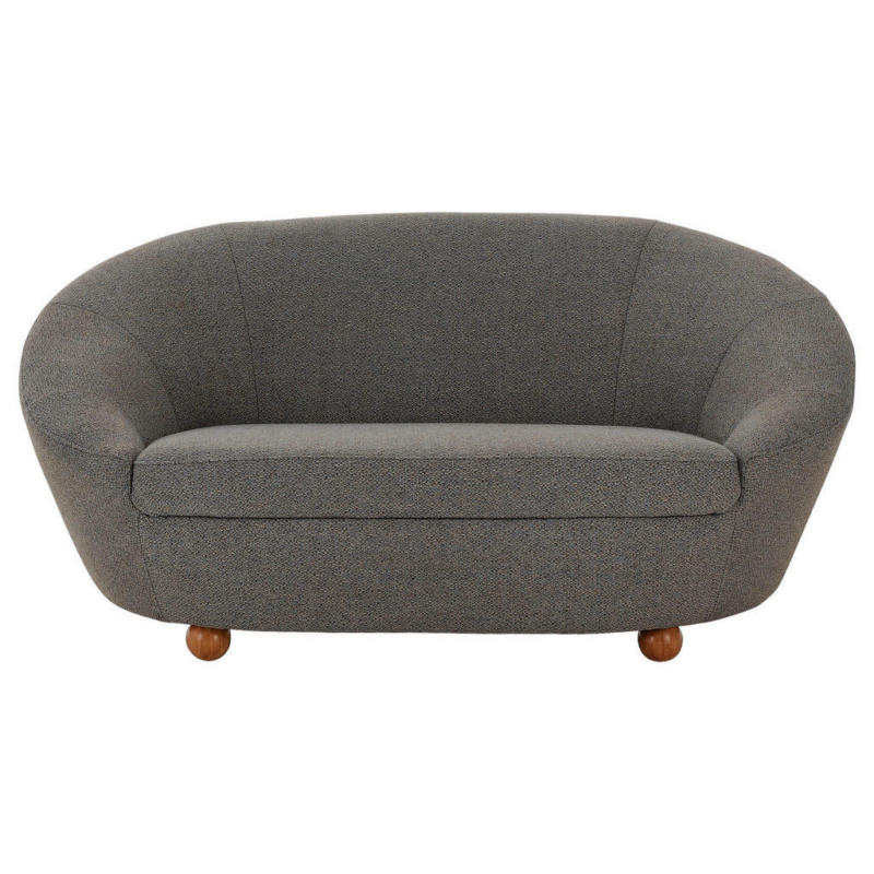 Zweisitzer-Sofa in Webstoff Blau, Grau