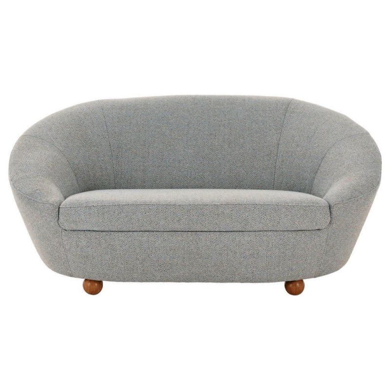 Zweisitzer-Sofa in Webstoff Grau, Hellblau