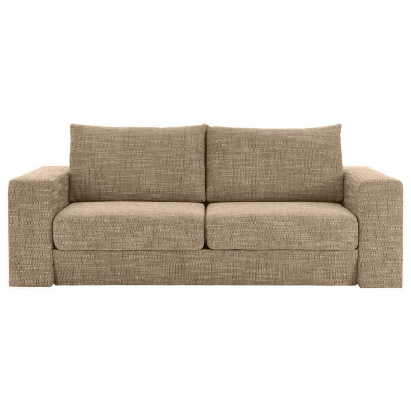 Viersitzer-Sofa inkl. Hocker in Webstoff Braun, Beige