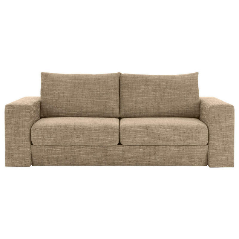 Zweisitzer-Sofa inkl. Hocker in Webstoff Braun, Beige