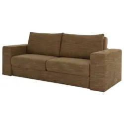 Zweisitzer-Sofa inkl. Hocker in Webstoff Braun