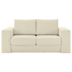 Zweisitzer-Sofa inkl. Hocker in Webstoff Creme