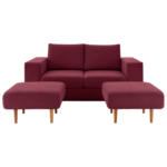 XXXLutz Vöcklabruck - Ihr Möbelhaus in Vöcklabruck Zweisitzer-Sofa inkl. Hocker in Webstoff Rot, Beere