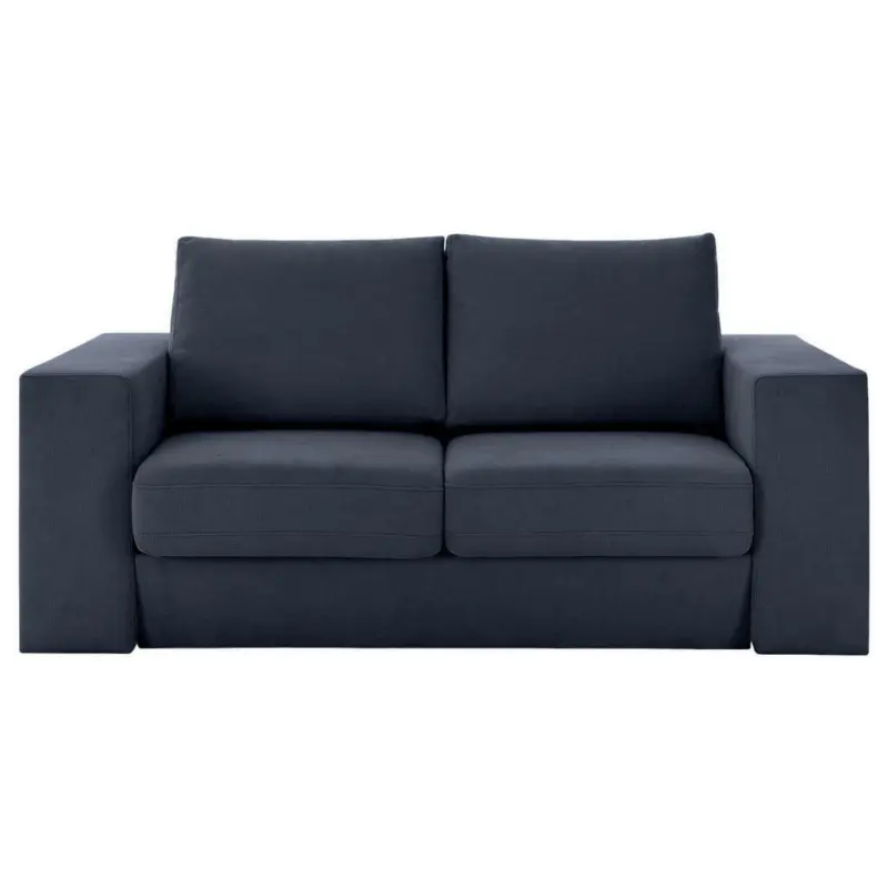 Viersitzer-Sofa inkl. Hocker in Webstoff Dunkelblau