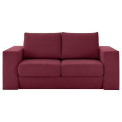 Viersitzer-Sofa inkl. Hocker in Webstoff Rot, Beere