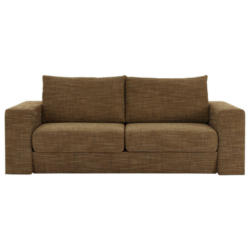 Viersitzer-Sofa inkl. Hocker in Webstoff Braun