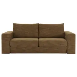 Viersitzer-Sofa inkl. Hocker in Webstoff Braun