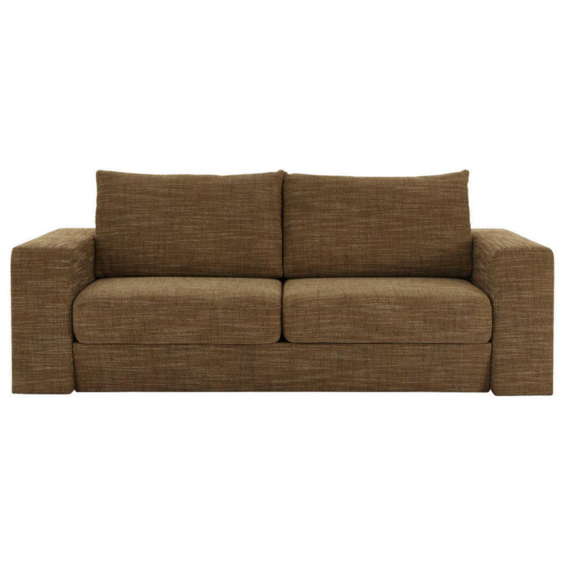 Dreisitzer-Sofa inkl. Hocker in Webstoff Braun