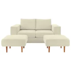 2,5-Sitzer inkl. Hocker in Webstoff Creme