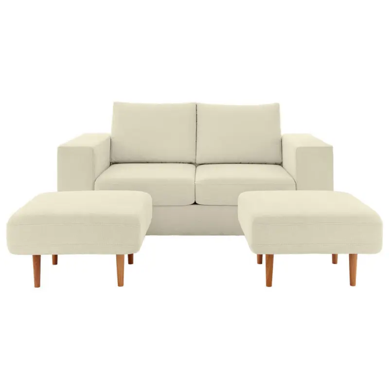 2,5-Sitzer inkl. Hocker in Webstoff Creme