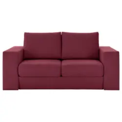 Dreisitzer-Sofa inkl. Hocker in Webstoff Rot, Beere