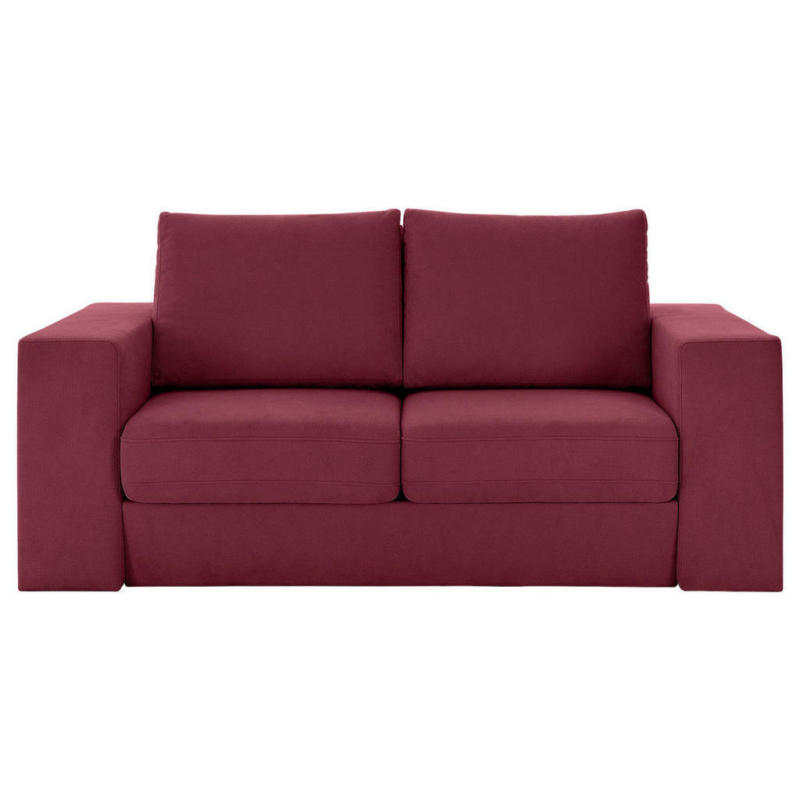 Dreisitzer-Sofa inkl. Hocker in Webstoff Rot, Beere
