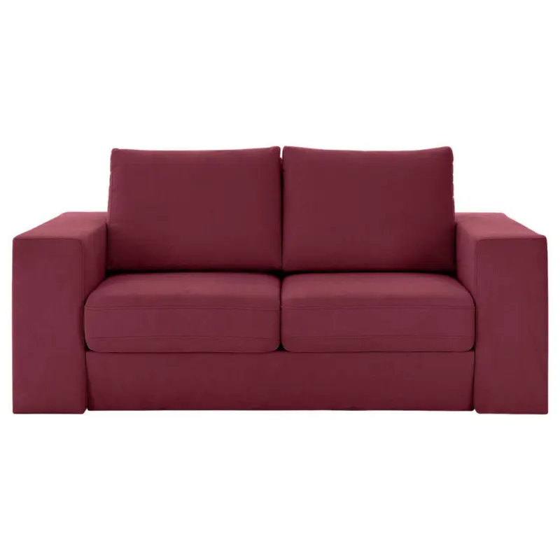 Dreisitzer-Sofa inkl. Hocker in Webstoff Rot, Beere