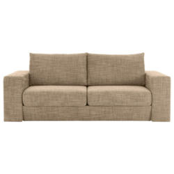 Viersitzer-Sofa inkl. Hocker in Webstoff Braun, Beige