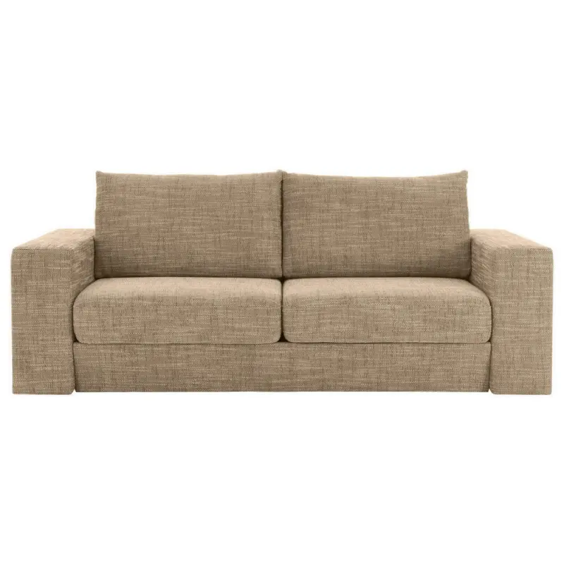 Viersitzer-Sofa inkl. Hocker in Webstoff Braun, Beige