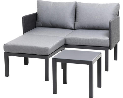 Loungeset Siena Garden 2 -Sitzer bestehend aus: Sofa,Tisch,Hocker Aluminium Grau