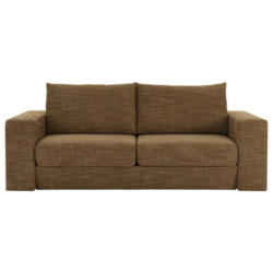 Viersitzer-Sofa inkl. Hocker in Webstoff Braun