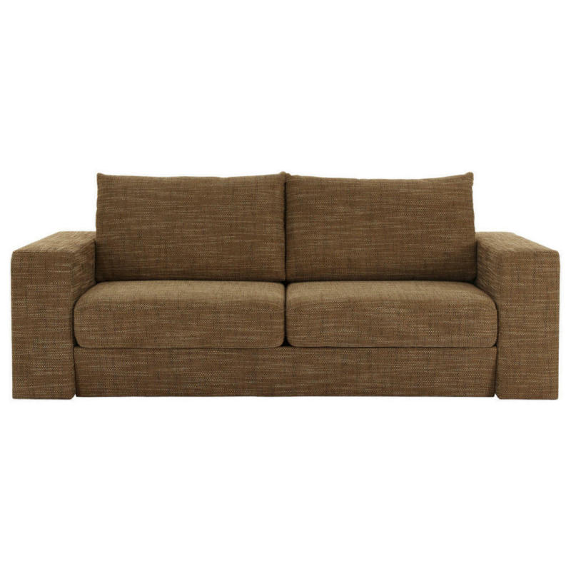 Dreisitzer-Sofa inkl. Hocker in Webstoff Braun