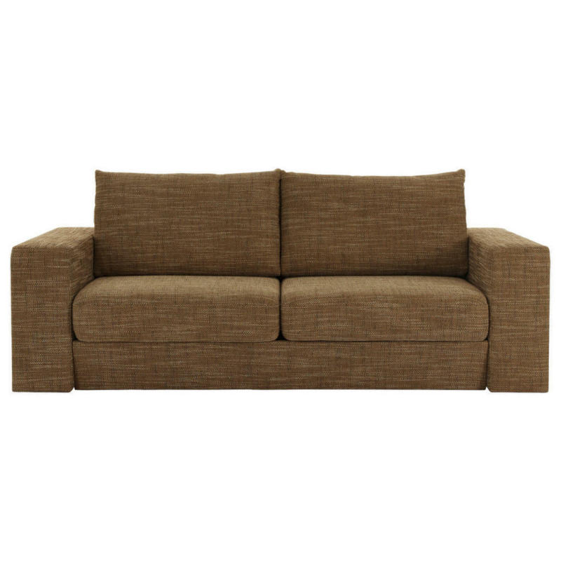 Viersitzer-Sofa inkl. Hocker in Webstoff Braun