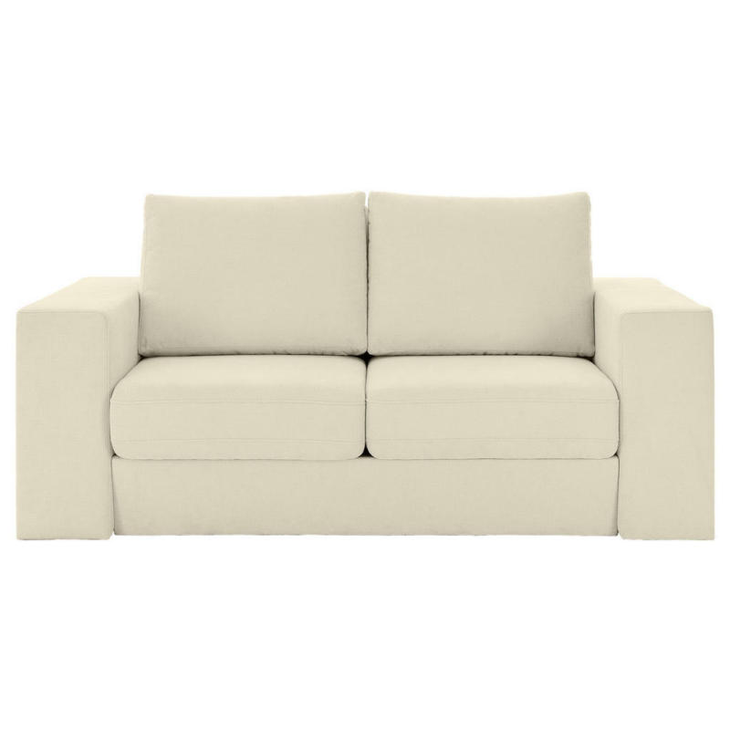 Dreisitzer-Sofa inkl. Hocker in Webstoff Creme