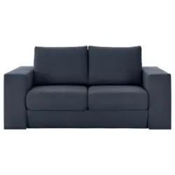 Viersitzer-Sofa inkl. Hocker in Webstoff Dunkelblau