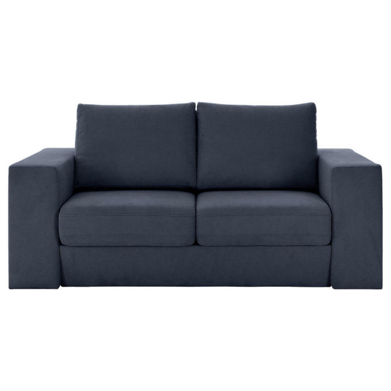 Viersitzer-Sofa inkl. Hocker in Webstoff Dunkelblau